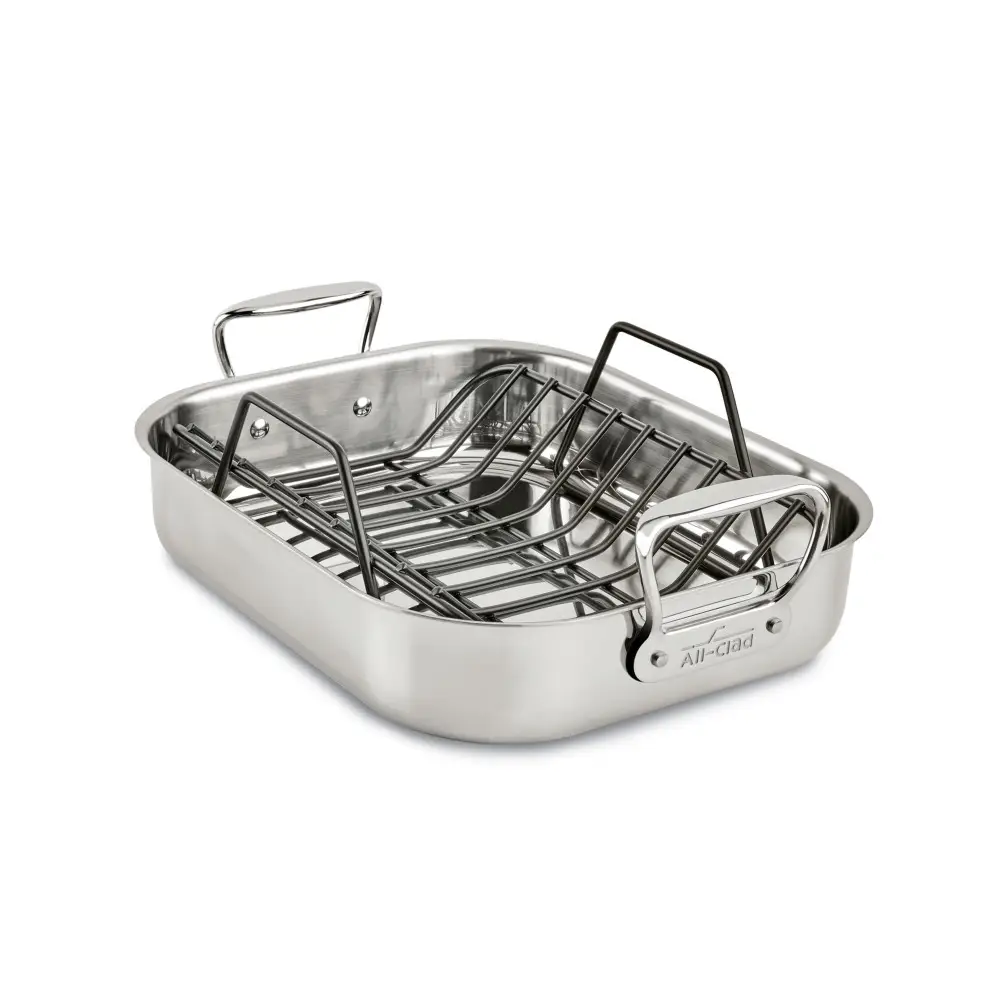 Gourmet Accessories, Small Stainless Steel Roaster with Rack, 11 x 14 inch